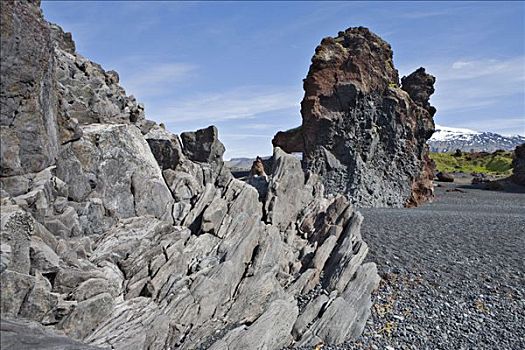 怪诞,岩石构造,海滩,半岛,冰岛,大西洋