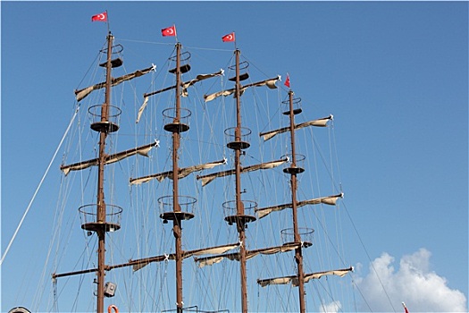 桅杆,帆,巨大,帆船,背景,蓝天