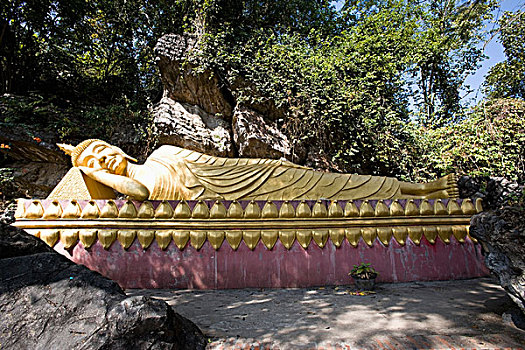 佛像,山,琅勃拉邦,老挝
