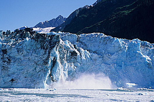 冰河,裂冰,楚加奇国家森林,威廉王子湾,阿拉斯加,美国