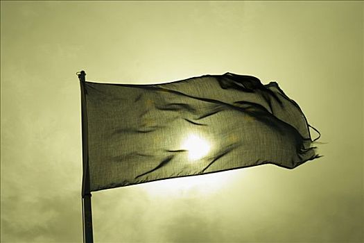 仰视,旗帜,摆动,意大利,里维埃拉,五渔村国家公园,五渔村,拉斯佩齐亚,利古里亚
