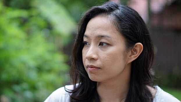 混血,亚洲人,女孩,自然,转头