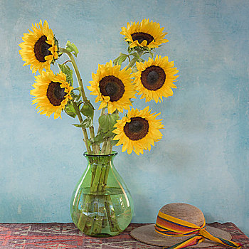 墨西哥,圣米格尔,向日葵,花瓶,桌上,画廊