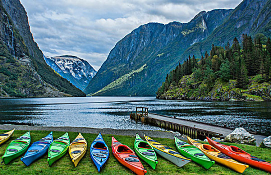 挪威,峡湾,彩色,皮划艇,水中