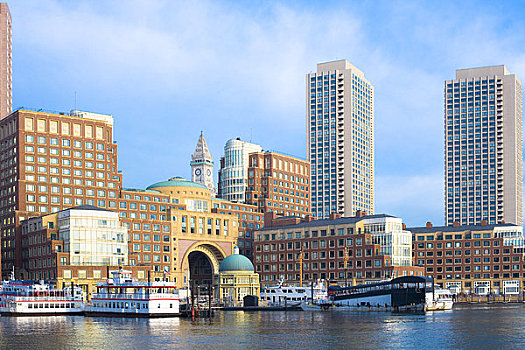 金融区,天际线,港口,波士顿,马萨诸塞,美国