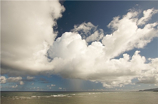生动,云,上方,热带,海岸线,考艾岛,夏威夷