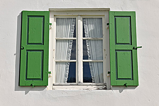 窗户,绿色,百叶窗