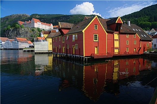 老,木质,建筑,卑尔根,挪威