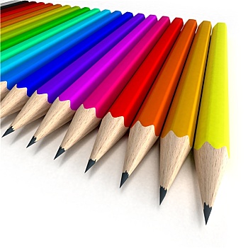 彩色,铅笔,整洁,放置