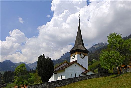 山,教堂,瑞士