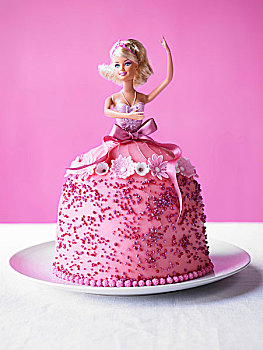 粉色,芭比娃娃,蛋糕,聚会