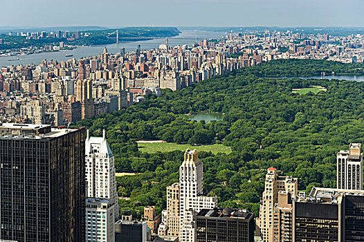 中央公园,风景,洛克菲勒,中心,曼哈顿,纽约,美国