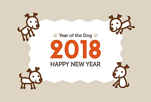 新年快乐,卡片,狗,插画