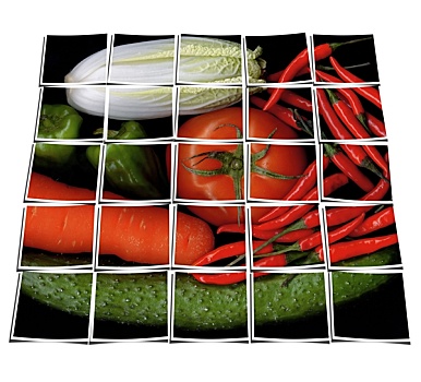 蔬菜,混合,抽象拼贴画