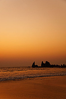 海滩,黄昏,果阿,印度