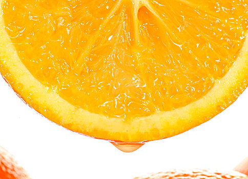 局部,一半,橙色,果汁,滴下