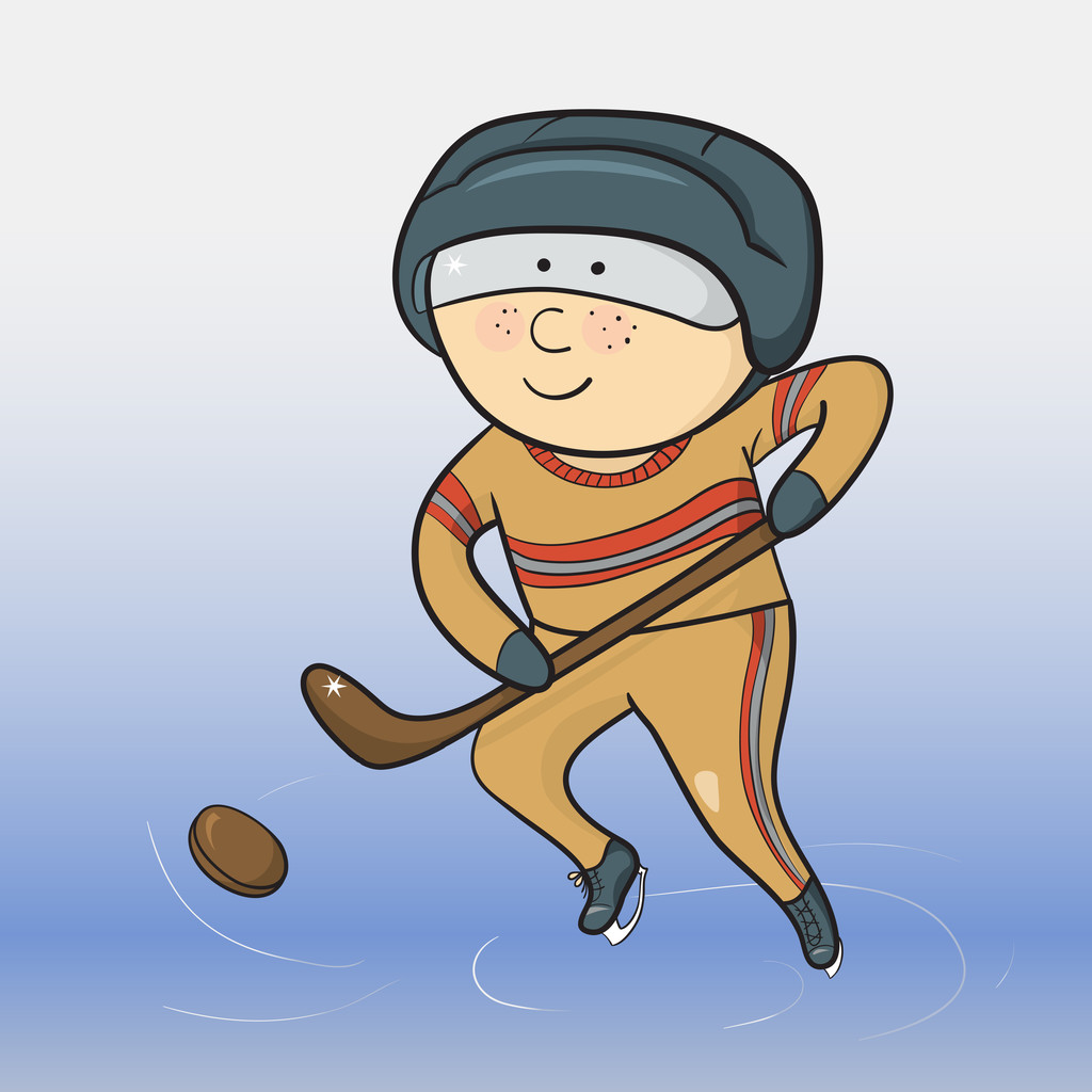 冰球运动绘画卡通简单图片