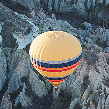 俯拍,热气球,飞行,土耳其