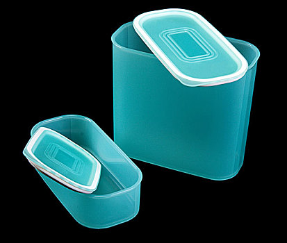 两个,蓝色,半透明,塑料罐