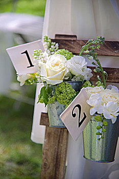 花束,白色,玫瑰,桶,数字,标签