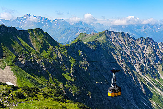 缆车,阿尔卑斯山,奥伯斯多夫,斯瓦比亚,巴伐利亚,德国,欧洲