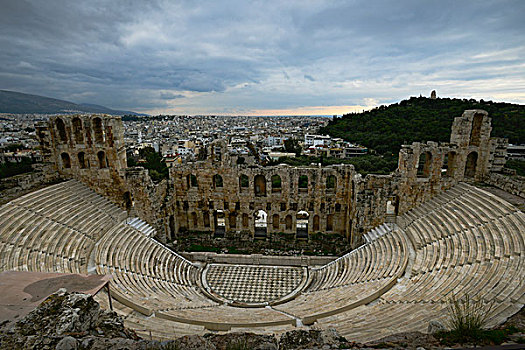 俯视,竞技场,下方,卫城,庙宇,雅典,希腊