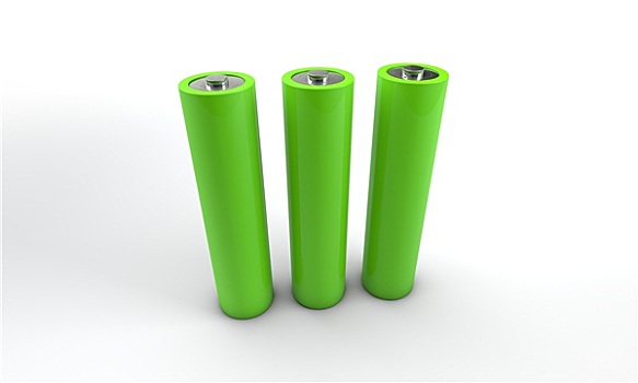 三个,绿色,电池,站立