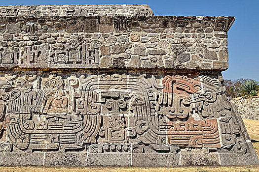 金字塔,羽毛,毒蛇,特写,遗址,霍齐卡尔科,莫雷洛斯,墨西哥,北美