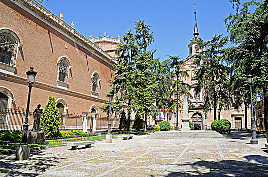 广场,教堂,博物馆,阿尔卡拉城,西班牙,欧洲