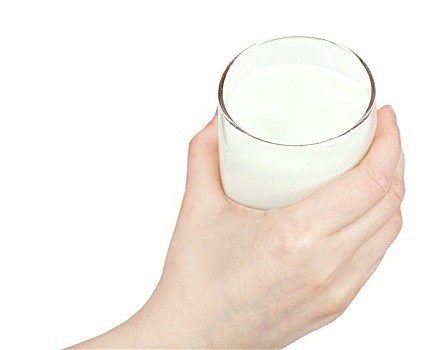 俯视,握着,牛奶杯