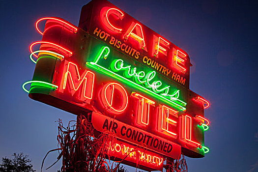 霓虹标识,户外,著名,咖啡,汽车旅馆,靠近,纳什维尔,田纳西,美国