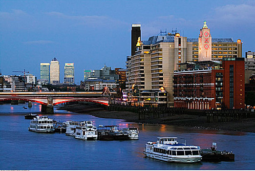 城市,泰晤士河,夜晚,伦敦,英格兰