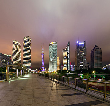 上海陆家嘴夜景,上海夜景无人