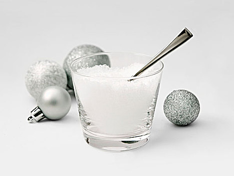 银球,圣诞树,花瓶,满,假的,雪