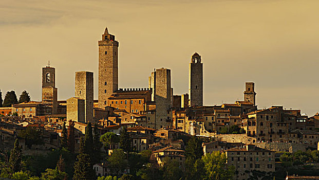 塔,山顶,城镇,圣吉米尼亚诺,托斯卡纳,意大利