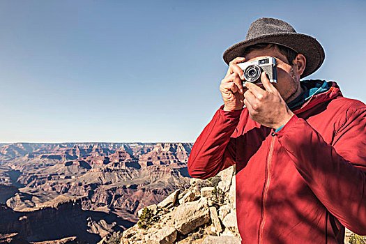 男性,游客,摄影,大峡谷国家公园,亚利桑那,美国