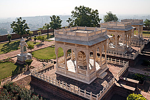 花园,陵墓,白色,大理石,纪念,墓葬碑,拉贾斯坦邦,印度,亚洲