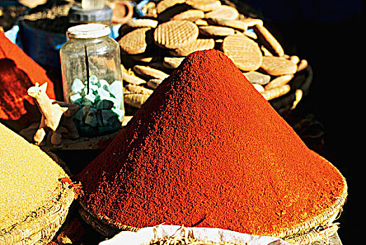 摩洛哥,玛拉喀什,市场,调味品,特写