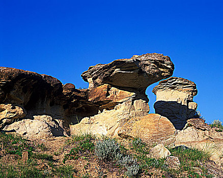 怪岩柱,文字,石头,省立公园,艾伯塔省,加拿大