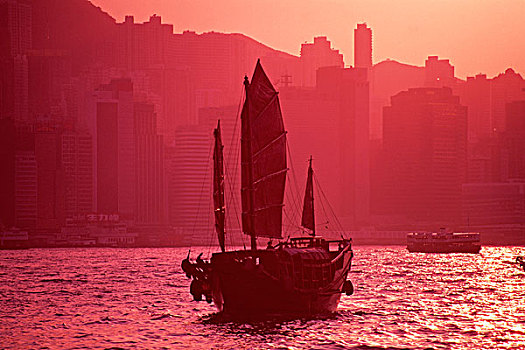 中国,香港,航行,帆船