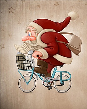 圣诞老人,自行车