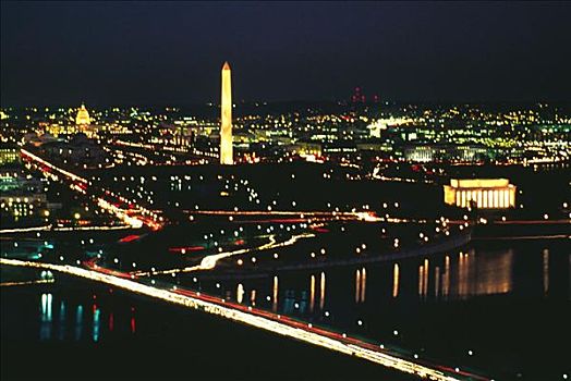 俯拍,城市,华盛顿特区,美国