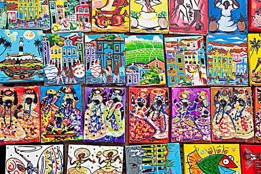 小,绘画,出售,旅游,萨尔瓦多巴伊亚,贝罗乌迪诺,历史,地区,巴伊亚,巴西