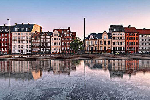 彩色,房子,黄昏,哥本哈根,丹麦,北欧