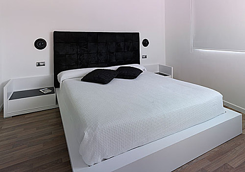 双人床,白色背景,现代,卧室