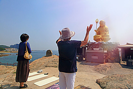 韩国,釜山,庙宇,金色,佛像