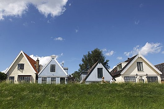 房子,后面,堤岸,北荷兰,荷兰