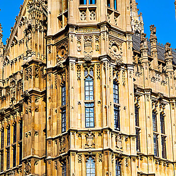 伦敦,老,历史,议会,玻璃,窗户,建筑,天空