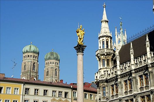 市政厅,柱子,玛丽亚,塔,玛利亚广场,慕尼黑