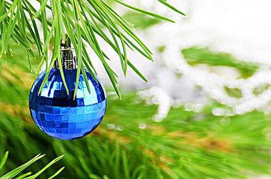 圣诞装饰,蓝色,玻璃,球,上方,鲜明,背景